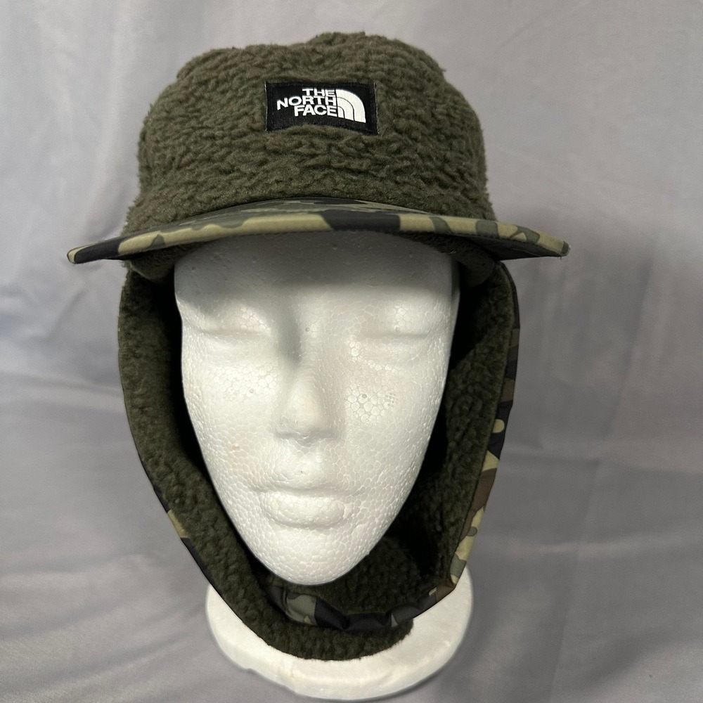 The North Face Kids Sherpa Fleece‎ Trapper Hat Camo Olive Green Size Medium